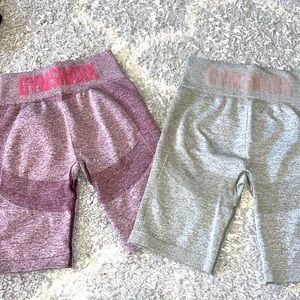 Two Gymshark workout spandex shorts